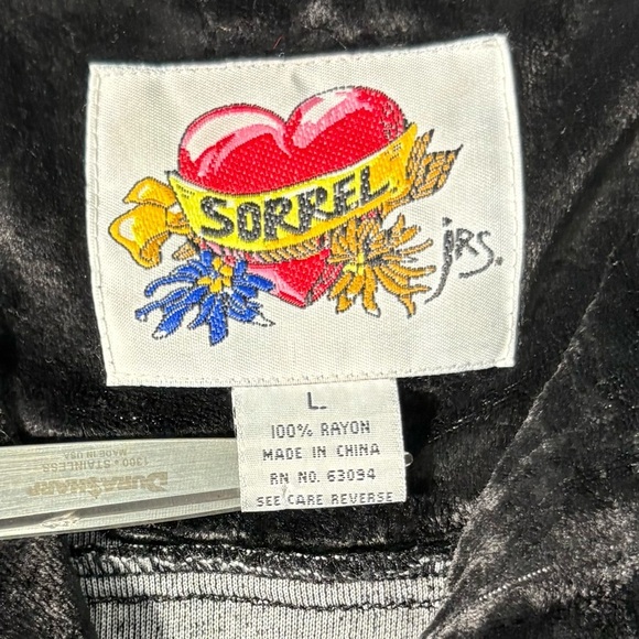 Vintage Sorrel Jrs Black Velvet Tunic Top Blouse Button Loop Front Women’s Large - Picture 4 of 11